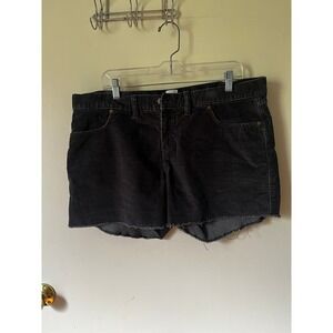 Gap Womens Black Corduroy Shorts Raw Hem Size 14 Five Pocket Mid Rise Casual